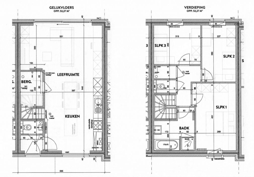plattegrond van woonst b in centrum Eeklo te huur