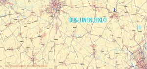 Kaart met buslijnen Eeklo